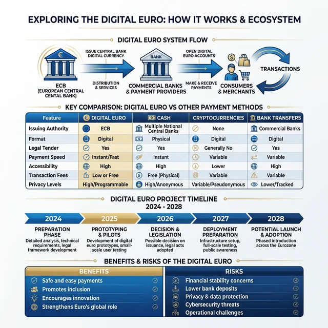 Hoe de digitale euro werkt: schema van ECB tot consument