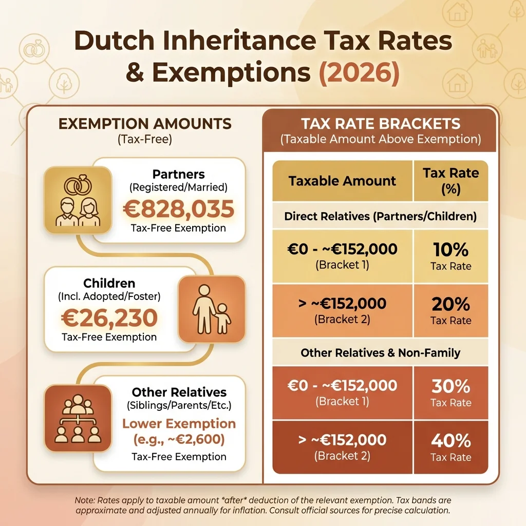 Erfbelasting tarieven en vrijstellingen 2026