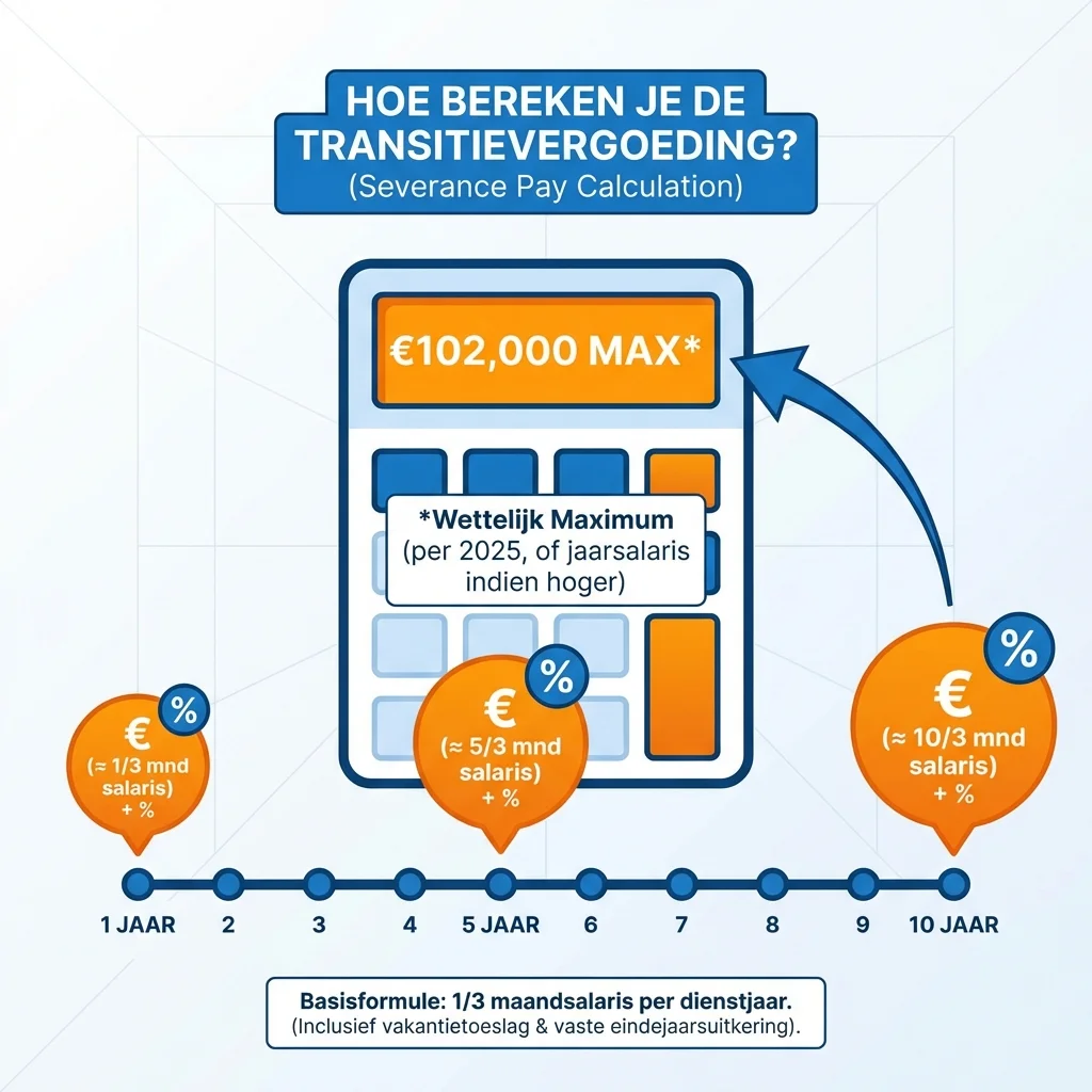Transitievergoeding berekening infographic