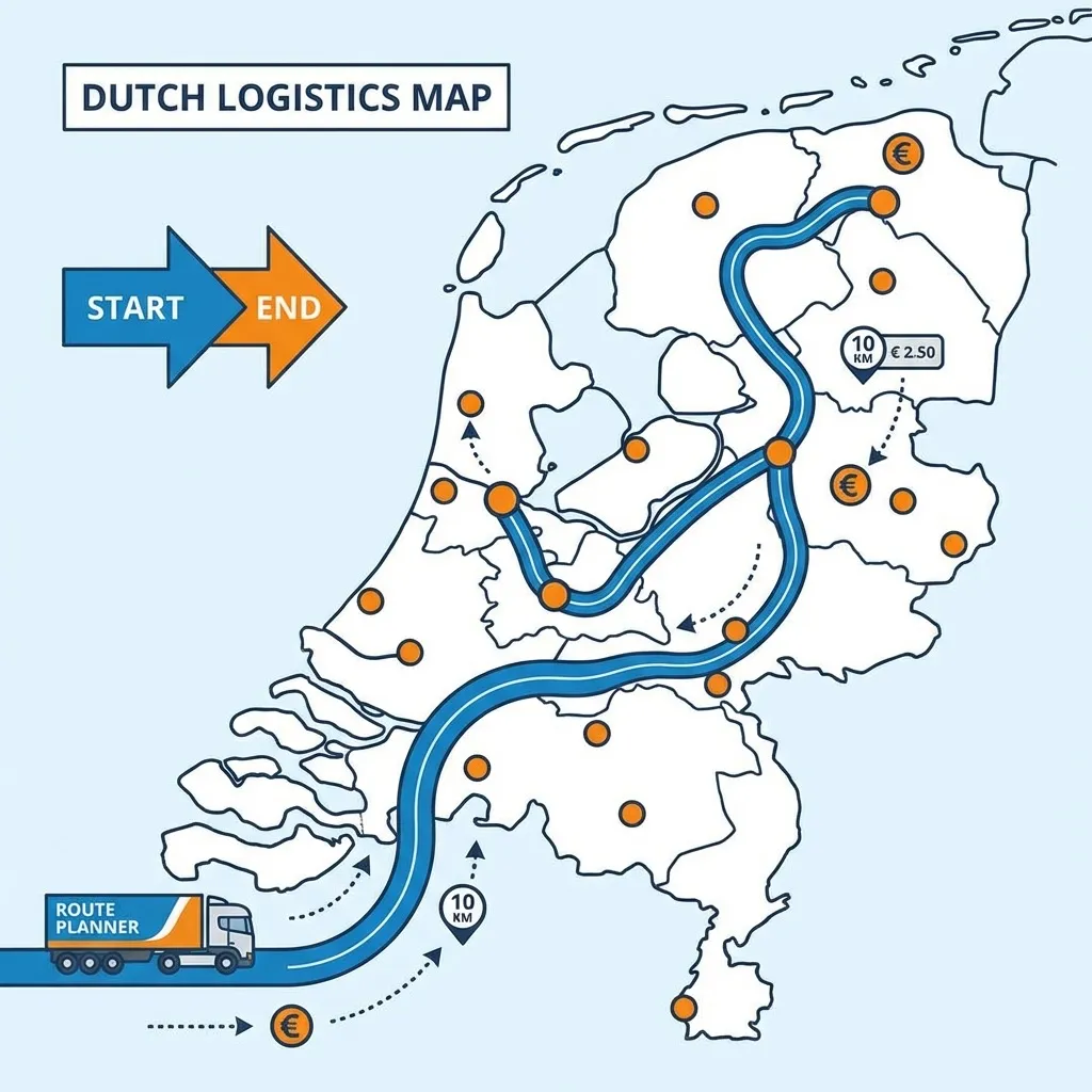 Vrachtwagenheffing routes kaart Nederland